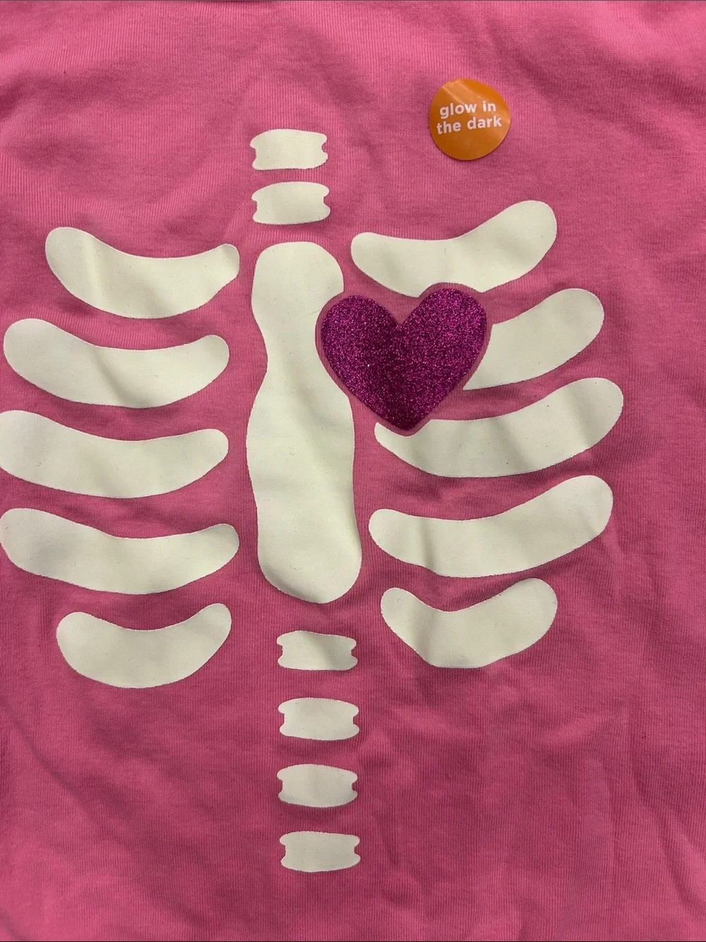 The Children's Place Pink Skeleton Heart Pajama Set with Glitter Accent